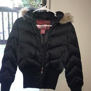 Black snow jacket with cute fuzzy hat